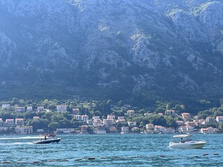Village Perast on coast of Boka Kotor bay - Montenegro - nature and architecture background