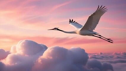 Obraz premium Bird Flying Through Clouds, generative AI