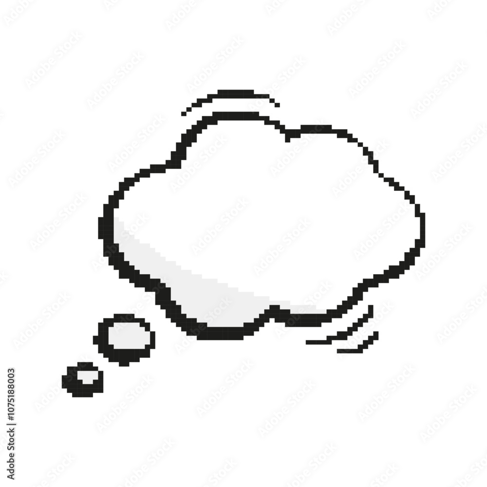 Poster pixelated texting message blank box icon. cloud pixel speech bubble message dialogue for text. 8 bit