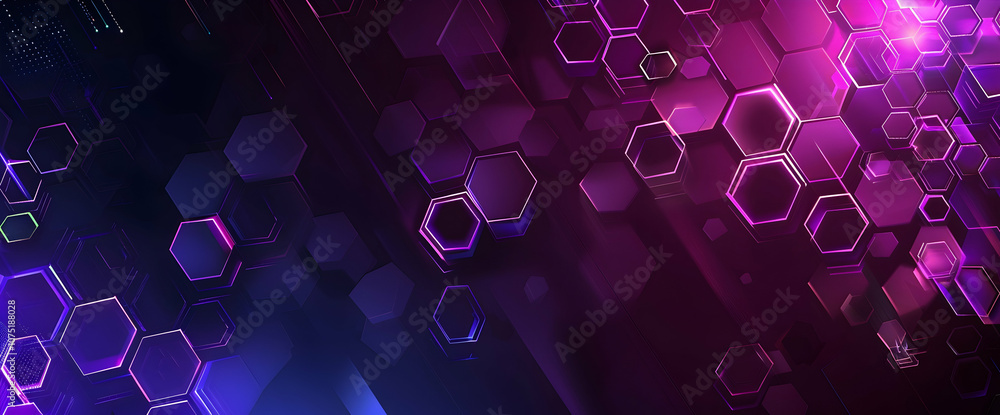 Poster abstract purple and blue background with a hexagonal pattern, suitable for technology