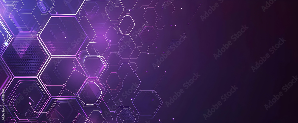 Poster abstract purple and blue background with a hexagonal pattern, suitable for technology