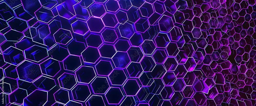 Poster abstract purple and blue background with a hexagonal pattern, suitable for technology