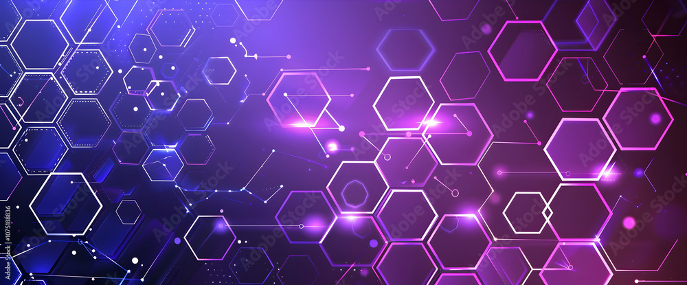 Poster abstract purple and blue background with a hexagonal pattern