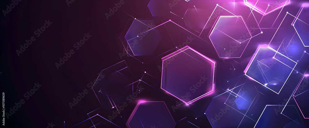 Poster abstract purple and blue background with a hexagonal pattern