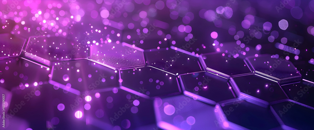 Poster abstract purple and blue background with a hexagonal pattern