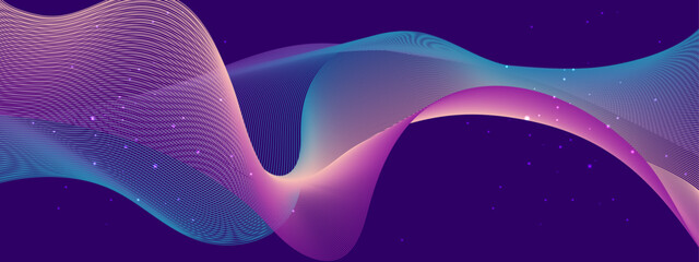 Abstract Gradient Wave on Dark Background with Light Effects