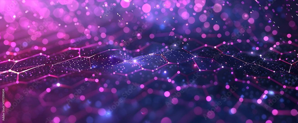 Poster abstract purple and blue background with a hexagonal pattern for a technology