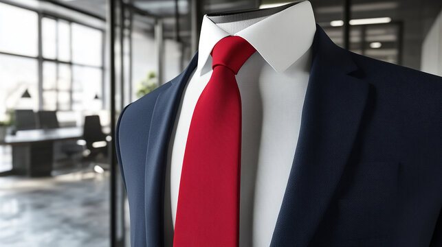 Vibrant red tie in a modern office setting