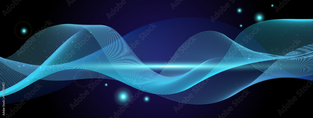 Poster abstract background with flowing neon swirls and sparkles. perfect for creative and tech themes