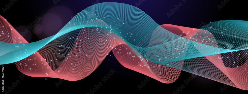Poster abstract background with flowing neon swirls and sparkles. perfect for creative and tech themes
