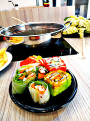 Delicious sushi is placed on a plate