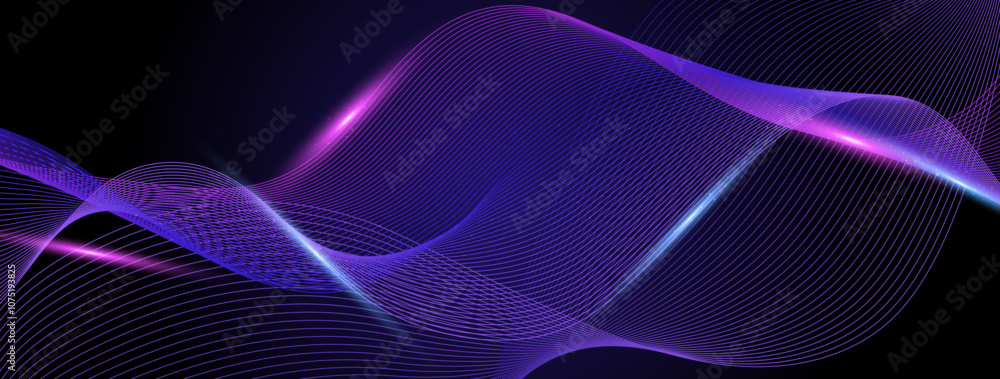 Poster abstract background with flowing neon swirls and sparkles. perfect for creative and tech themes
