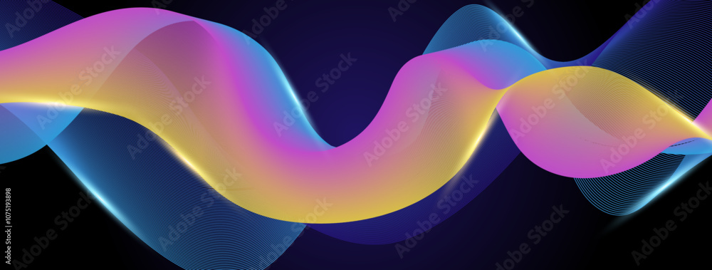 Poster abstract background with flowing neon swirls and sparkles. perfect for creative and tech themes