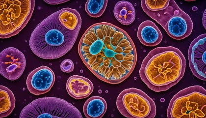 Eukaryotic cells seen through a microscope