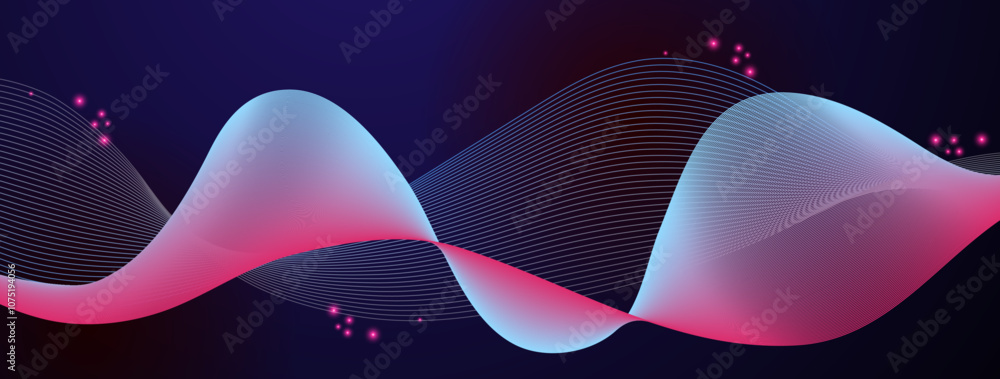 Poster abstract background with flowing neon swirls and sparkles. perfect for creative and tech themes