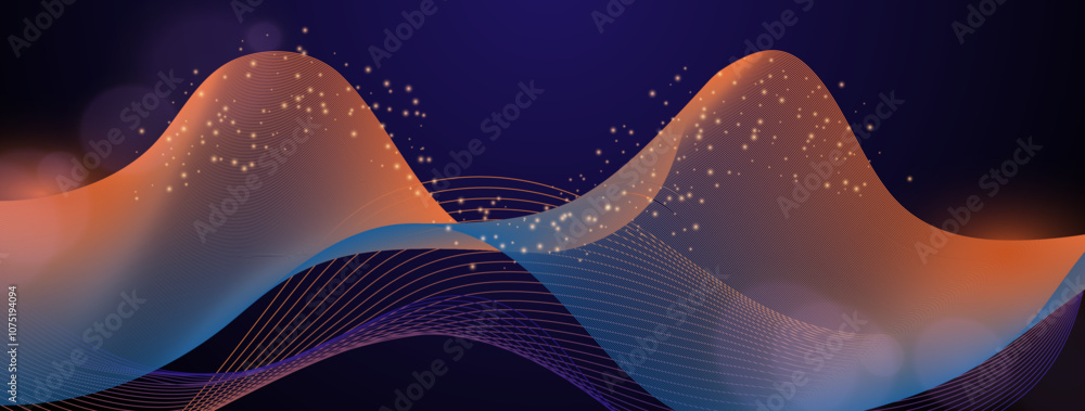 Poster abstract background with flowing neon swirls and sparkles. perfect for creative and tech themes