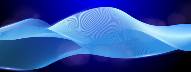 Abstract Gradient Wave on Dark Background with Light Effects