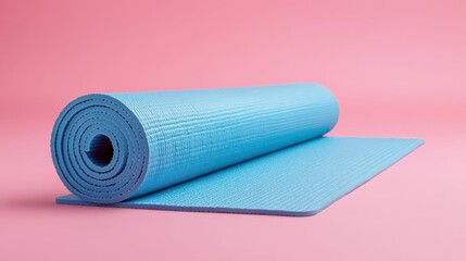 Rolled up exercise mat with textured surface