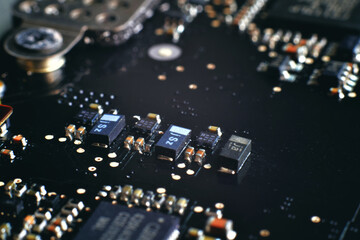 IC on the motherboard, capacitors, various devices on the motherboard	