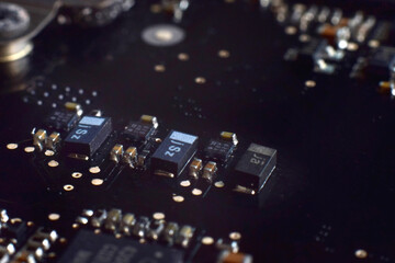 IC on the motherboard, capacitors, various devices on the motherboard	