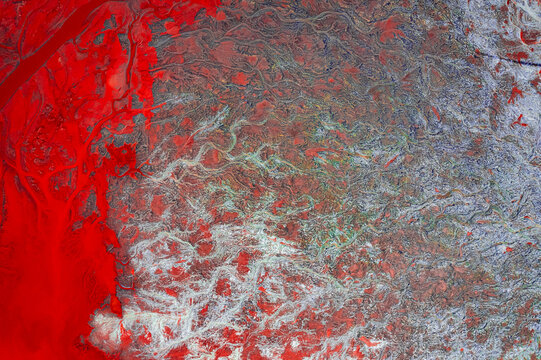 Aerial view of Liaoyang tailings pond, Liaoning Province