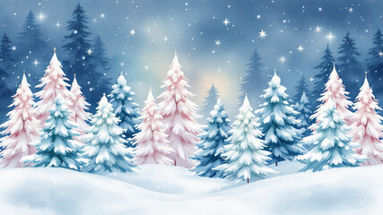 Obraz premium A poster or banner for christmas winter landscape with christmas trees and snow