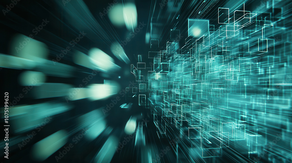 Poster craft abstract high tech background with blurred lines and glowing shapes, creating sense of depth a