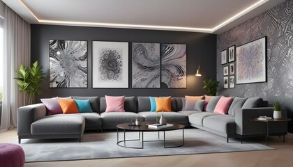 Fototapeta premium Photo interior modern design room 3d illustration
