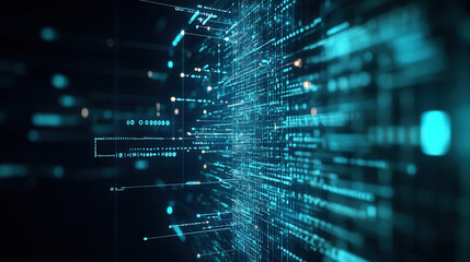 Digital abstract background with glowing lines and data streams, creating futuristic tech atmosphere. Ideal for technology, data visualization, and digital art themes