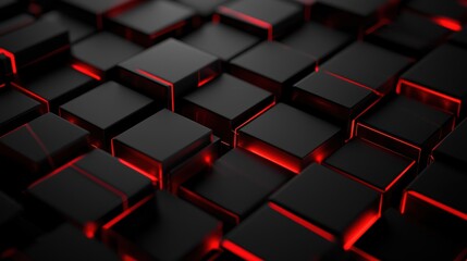 Fototapeta premium Abstract black and red illuminated cube pattern