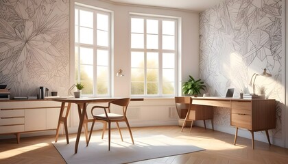 Fototapeta premium Photo interior modern design room 3d illustration