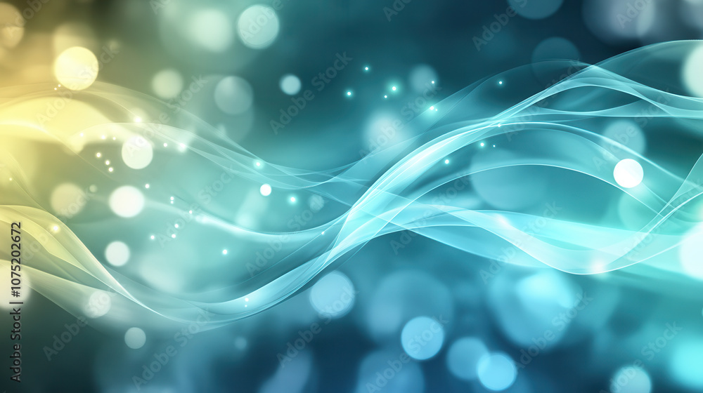 Poster soft waves of light create abstract high tech background with glowing bokeh effects, evoking sense o