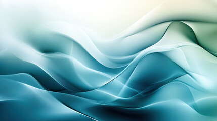 Obraz premium Abstract waves in blue and green tones create serene, high tech atmosphere. soft focus enhances fluidity and depth of design, evoking sense of calm