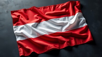 waving austria flag, fabric texture, with copy space area