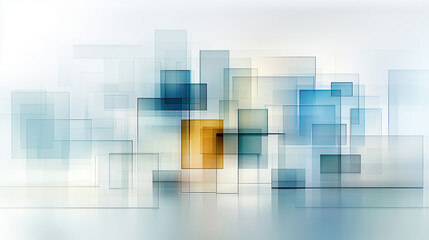 Abstract geometric shapes in blue and orange tones create modern, tech inspired scene. layered rectangles evoke sense of depth and innovation, perfect for digital backgrounds