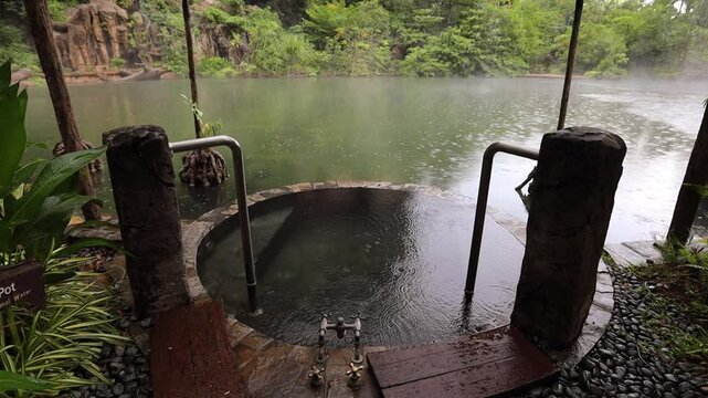 Natural Hot Springs pool in the jungle Perak province Malaysia