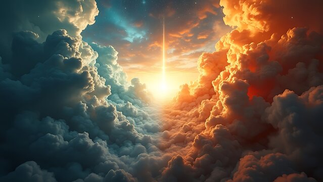 Versus wallpaper, heaven and hell, good vs evil, light and darkness background, for match competition