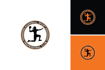 Silhouette of handball player logo design