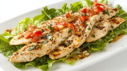 Fresh Chicken Dish with Vibrant Garnish in Kitchen Light