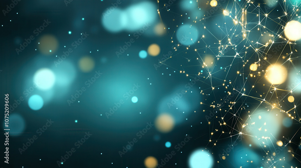 Poster abstract tech backdrop featuring glowing orbs and interconnected lines, creating sense of depth and innovation. Perfect for digital themes
