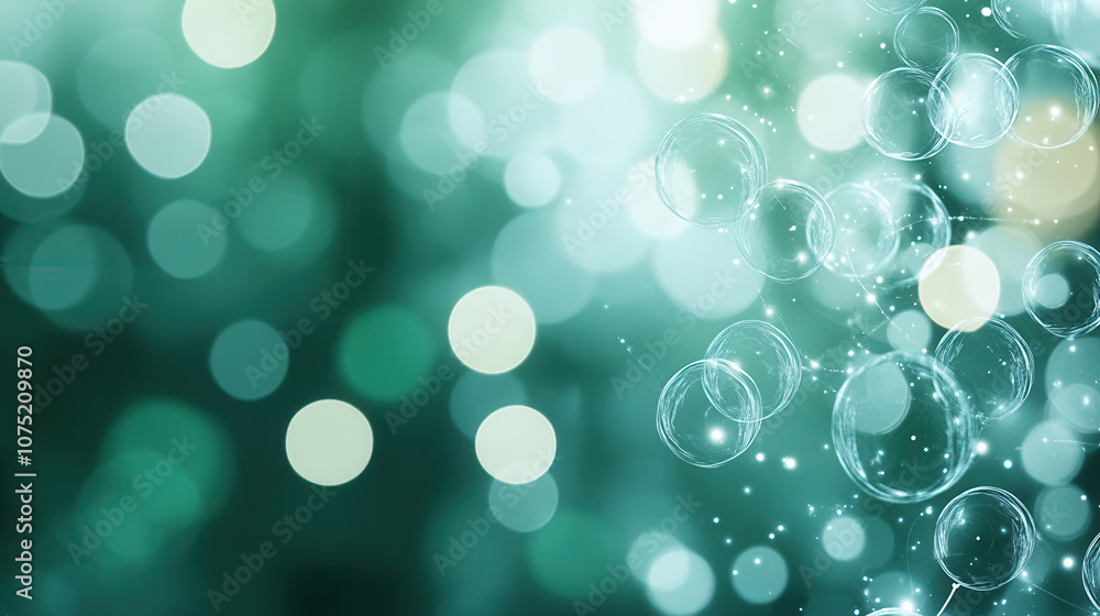 Aufkleber bubbles float gracefully in dreamy green backdrop, creating serene and magical atmosphere. soft boke
