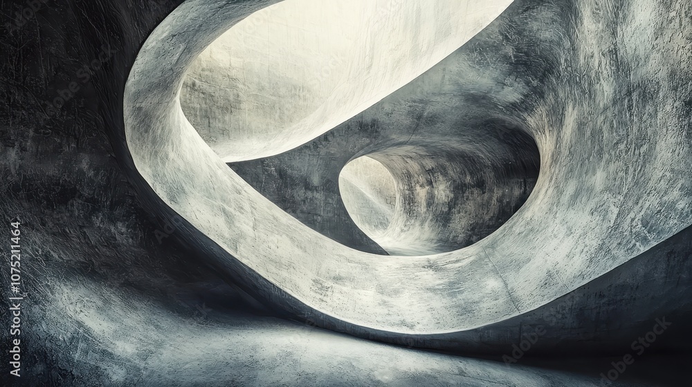 Poster a surreal, abstract image featuring smooth, flowing curves and light, evoking a sense of depth and e