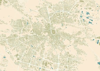 Vintage Inspired Street Navigation Map of Lviv Ukraine Historical City Layout Design