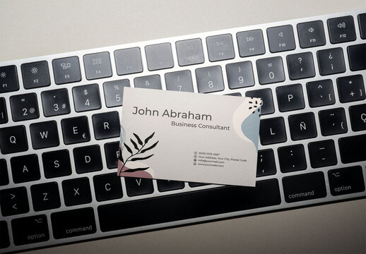 Blank Business Card on Computer Keyboard. Mockup and design businesscard