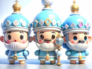 Obraz premium Detailed close-up of ornate Reyes Magos ceremonial scepters showcasing intricate designs and rich symbolic significance ideal for advertising materials, magazine visuals, or banner displays with ample