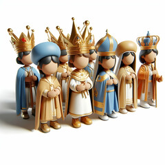 3D Reyes Magos Community Theater Performance Engaging Role Play Copy Space Cultural Heritage Artistic Expression Ideal for Advertising Magazine Covers Actors Dressed as Reyes Magos