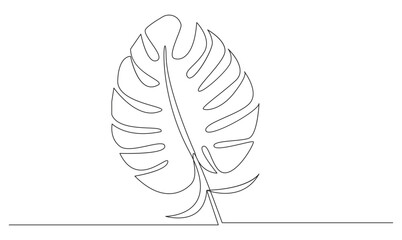 Leaf continuous one line vector drawing on white background design minimalist pro