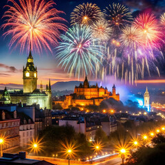 Naklejka premium Hogmanay 2025 will celebrate the Scottish New Year with traditional