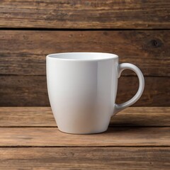 white mug mockup on wooden Background