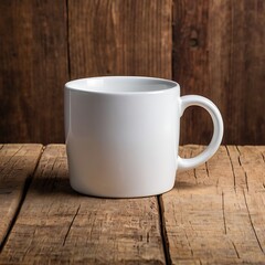 white mug mockup on wooden Background